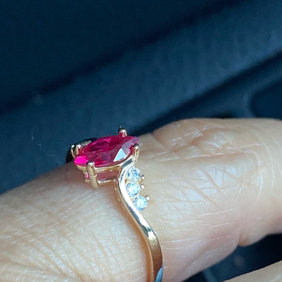 14k Yellow Gold Ruby Marquise Engagement Ring - Picture 11 of 13